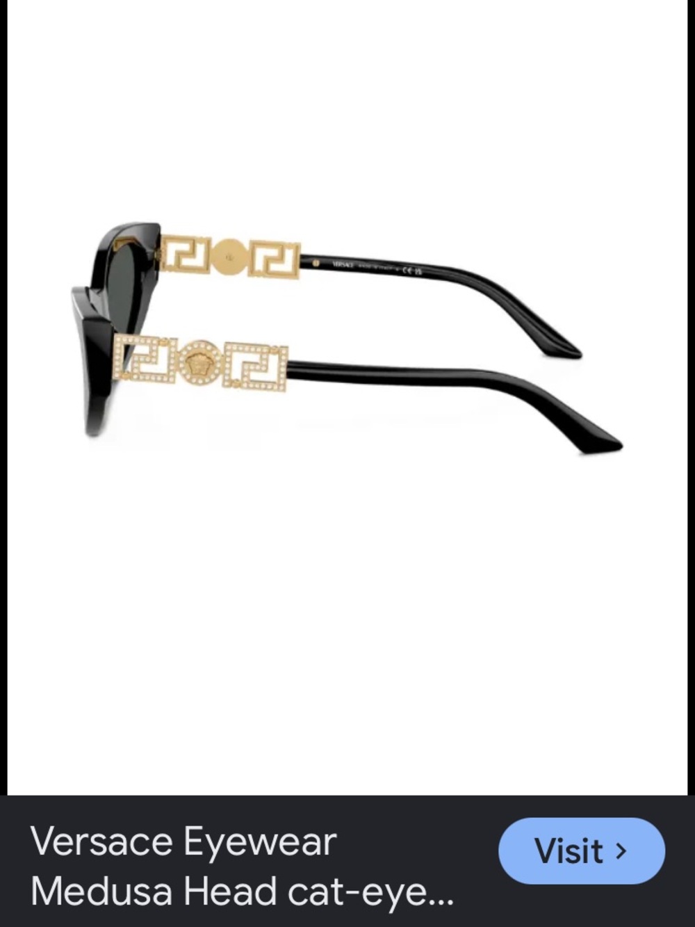 Versace Black and Gold Medusa-Embellished Cat Eye Sunglasses